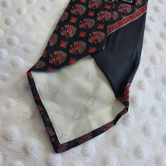 Vintage Christian Dior Tie Cravates Baskin Collab Logo Paris New York Necktie - Picture 6 of 13